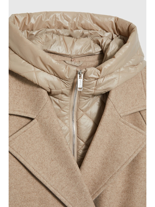 Moodo Moodo hosszú bézs kapucnis kabát