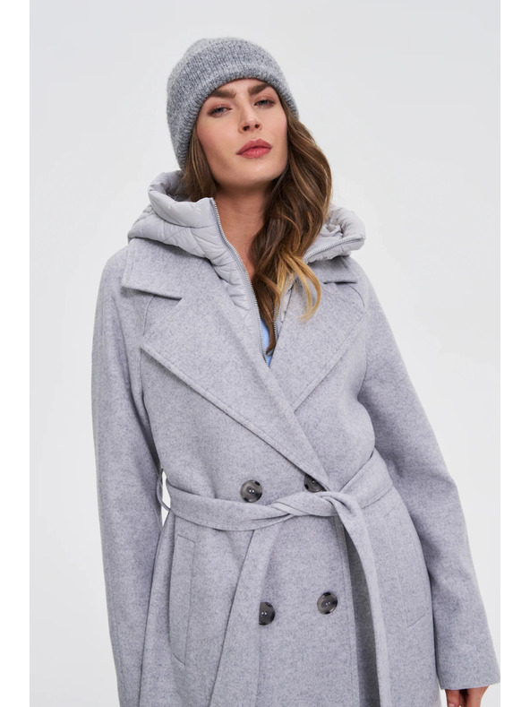 Moodo Moodo hosszú szürke kapucnis kabát