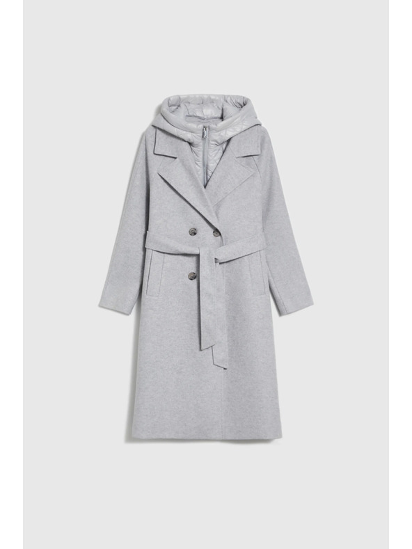 Moodo Moodo hosszú szürke kapucnis kabát