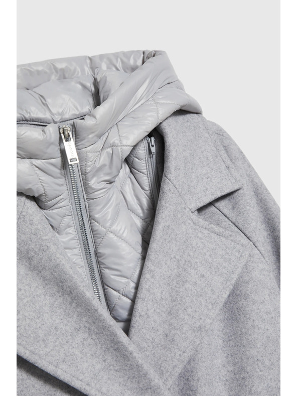 Moodo Moodo hosszú szürke kapucnis kabát