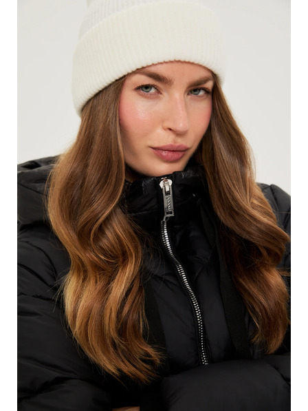 Moodo Moodo steppelt kapucnis fekete kabát