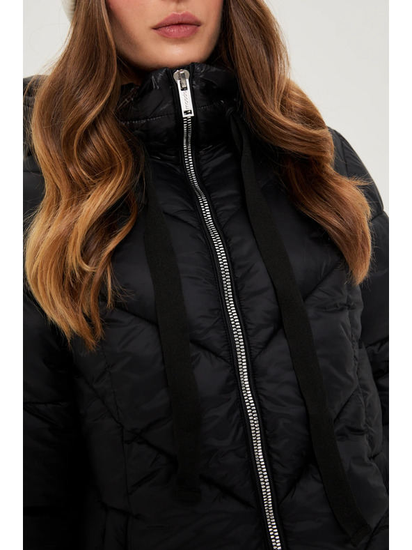 Moodo Moodo steppelt kapucnis fekete kabát