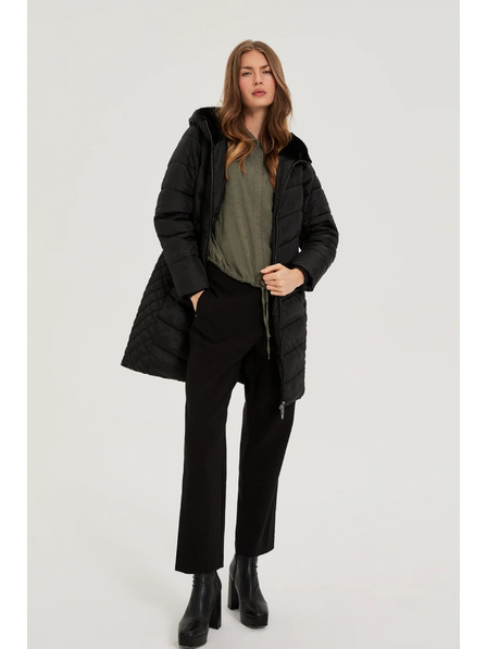 Moodo Moodo fekete steppelt kapucnis kabát