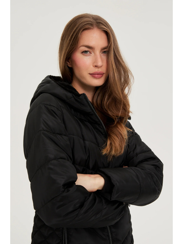 Moodo Moodo fekete steppelt kapucnis kabát