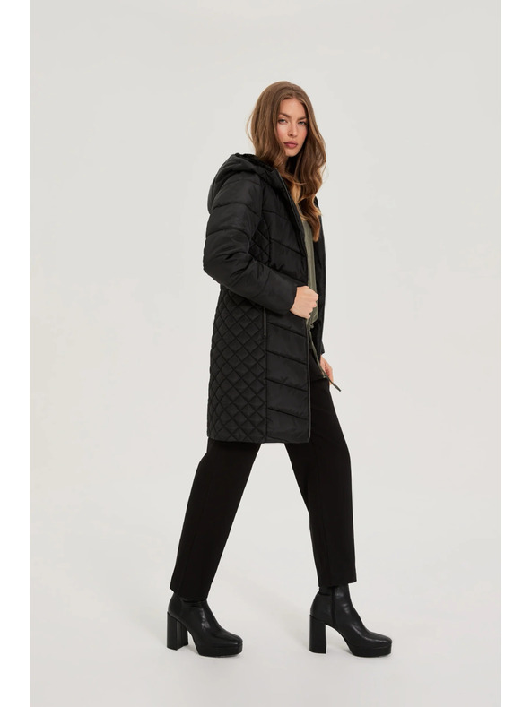 Moodo Moodo fekete steppelt kapucnis kabát