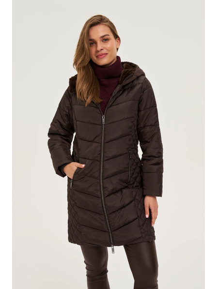 Moodo Moodo barna steppelt kapucnis kabát
