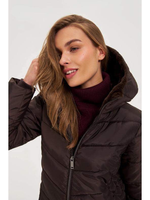 Moodo Moodo barna steppelt kapucnis kabát