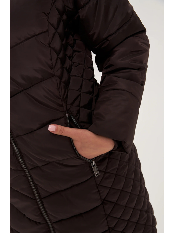 Moodo Moodo barna steppelt kapucnis kabát