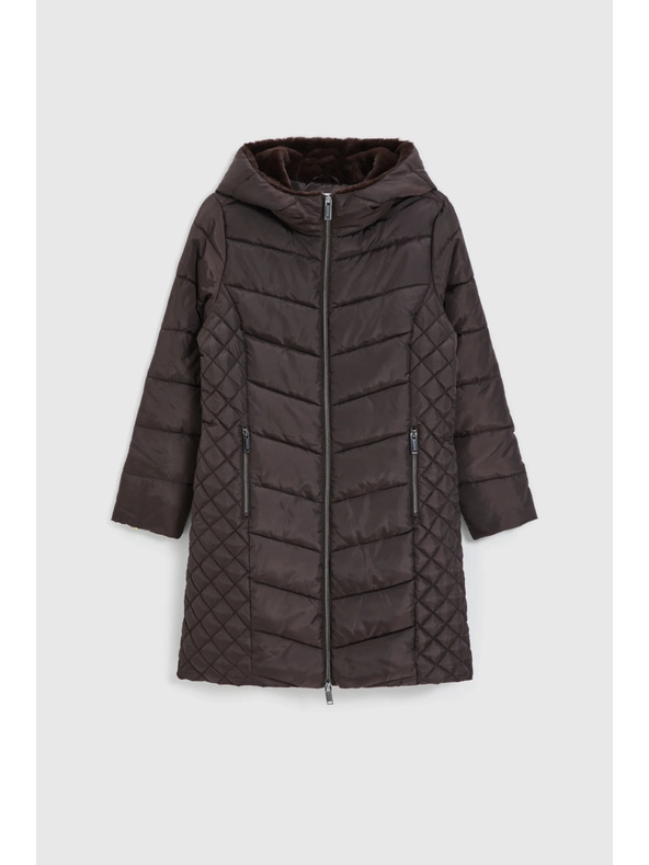 Moodo Moodo barna steppelt kapucnis kabát