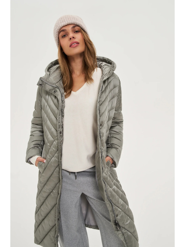 Moodo Moodo hosszú olivazöld kabát