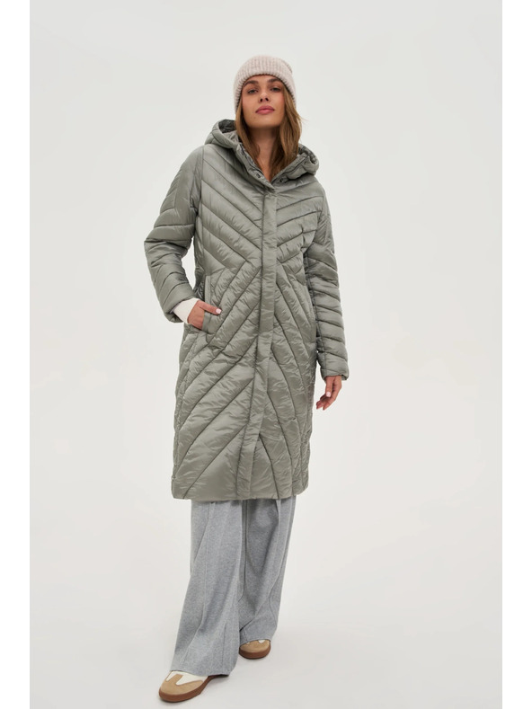 Moodo Moodo hosszú olivazöld kabát