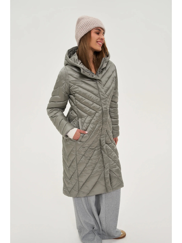 Moodo Moodo hosszú olivazöld kabát