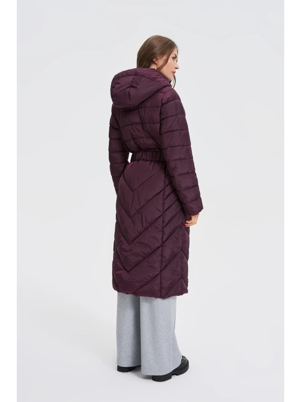 Moodo Moodo bordó övös kabát