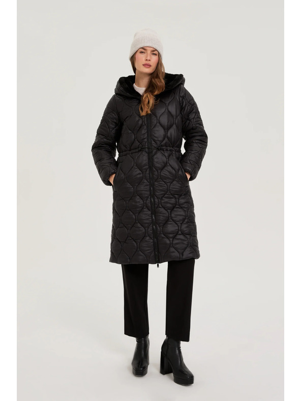 Moodo Moodo fekete kapucnis kabát