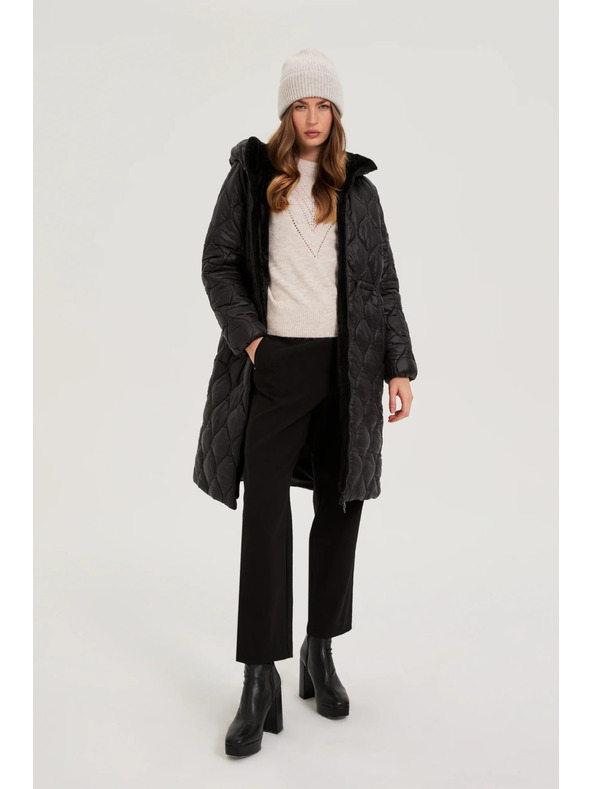 Moodo Moodo fekete kapucnis kabát