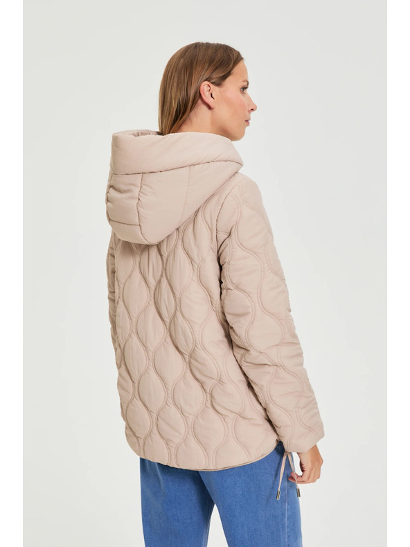 Moodo Moodo steppelt kapucnis bézs kabát