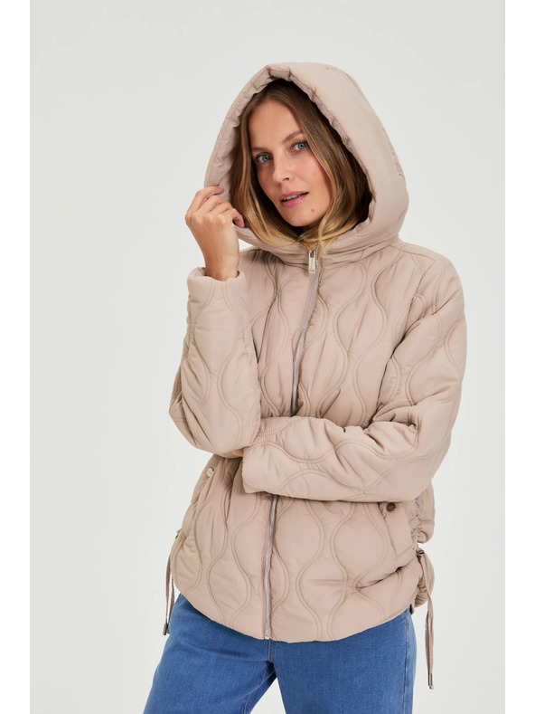 Moodo Moodo steppelt kapucnis bézs kabát