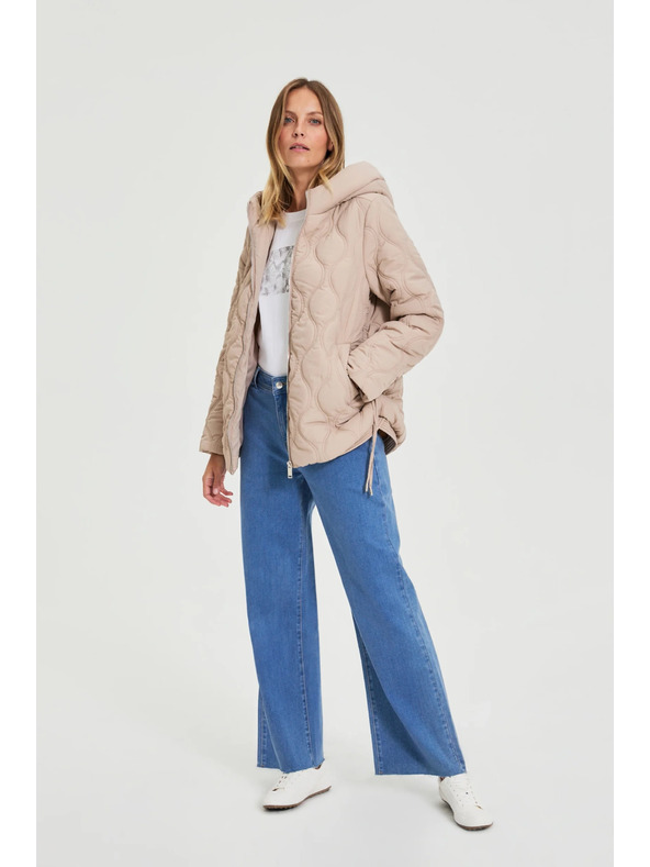 Moodo Moodo steppelt kapucnis bézs kabát
