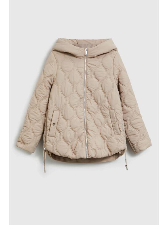 Moodo Moodo steppelt kapucnis bézs kabát
