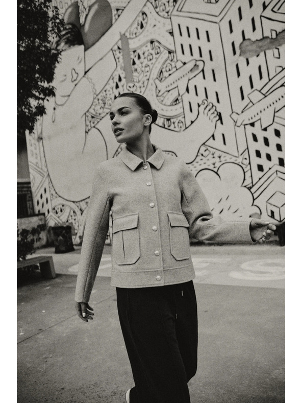 Moodo Moodo rövid szürke kabát