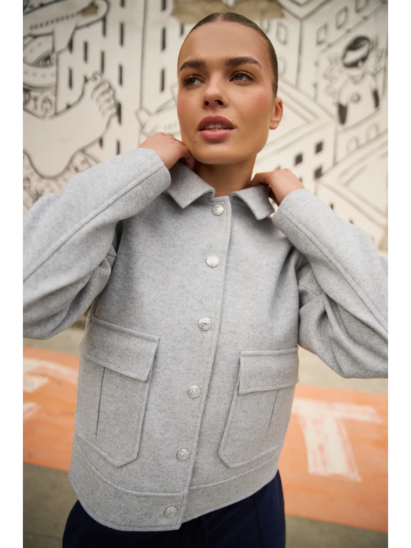 Moodo Moodo rövid szürke kabát