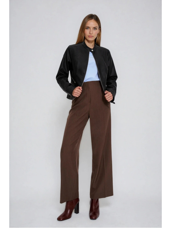 Moodo Moodo fekete műbőr kabát