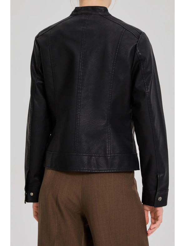 Moodo Moodo fekete műbőr kabát