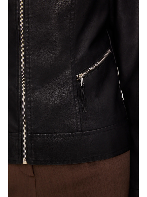 Moodo Moodo fekete műbőr kabát