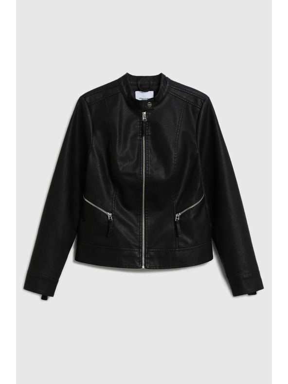 Moodo Moodo fekete műbőr kabát