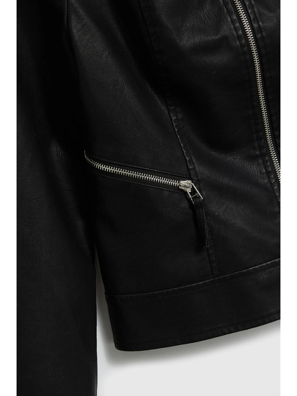 Moodo Moodo fekete műbőr kabát