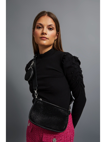 Moodo Fekete válltáska cipzárral Moodo