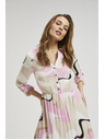 Moodo Bézs ruha geometriai mintával és pliszírozott aljjal Moodo