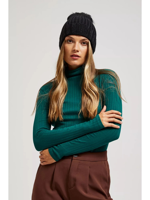 Moodo Flitteres bolyhos sapka fekete Moodo