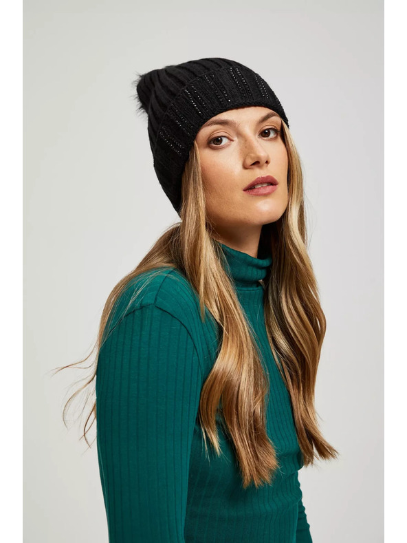 Moodo Flitteres bolyhos sapka fekete Moodo