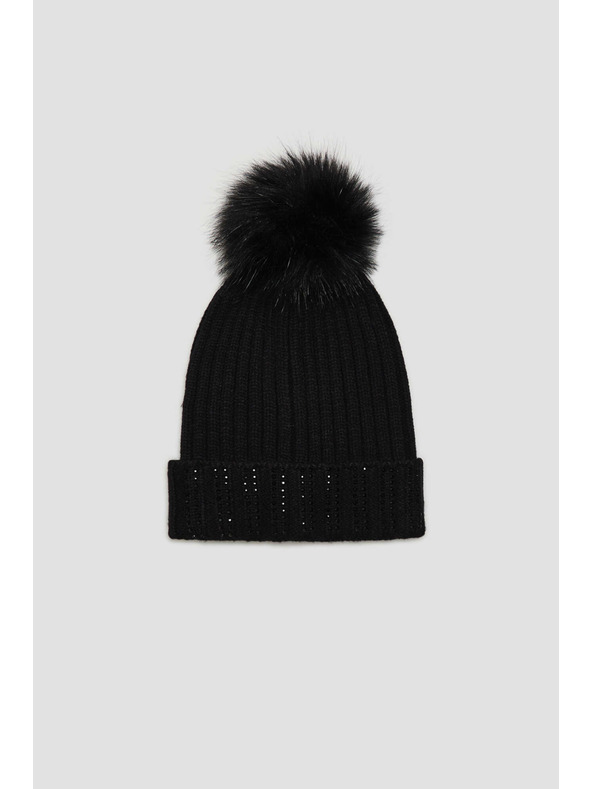 Moodo Flitteres bolyhos sapka fekete Moodo