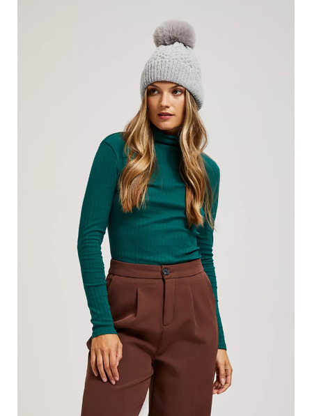 Moodo Bolyhos sapka szőrmés bojttál szürke Moodo