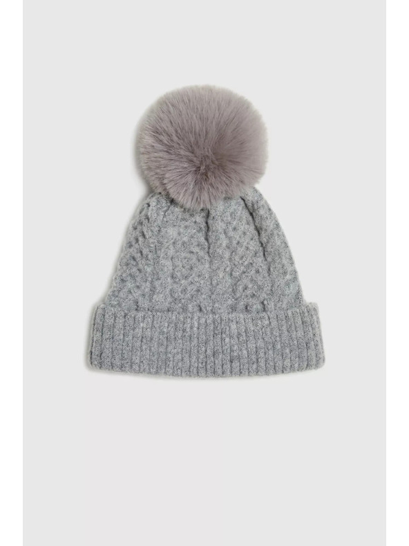 Moodo Bolyhos sapka szőrmés bojttál szürke Moodo