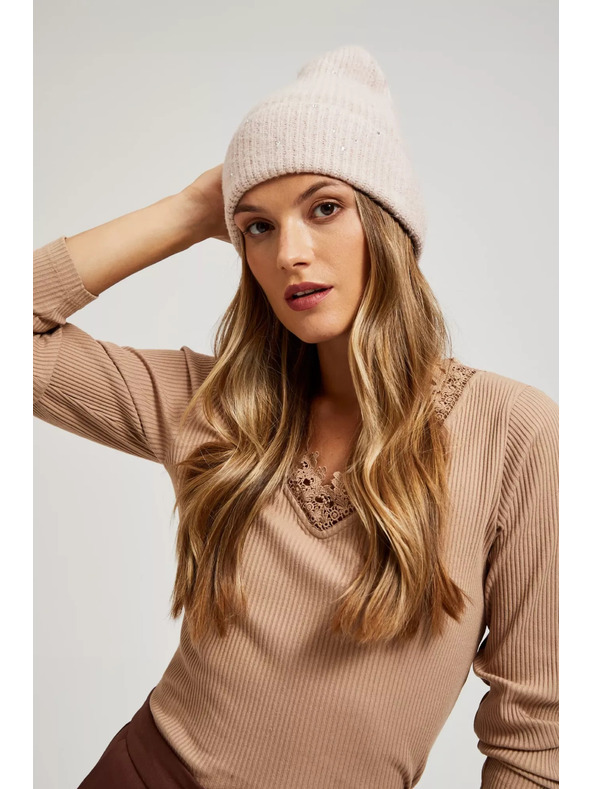 Moodo Kötött púderrózsaszín sapka Moodo