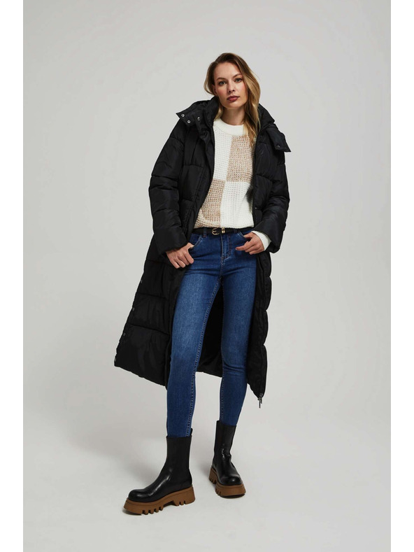 Moodo Moodo steppelt kapucnis fekete kabát