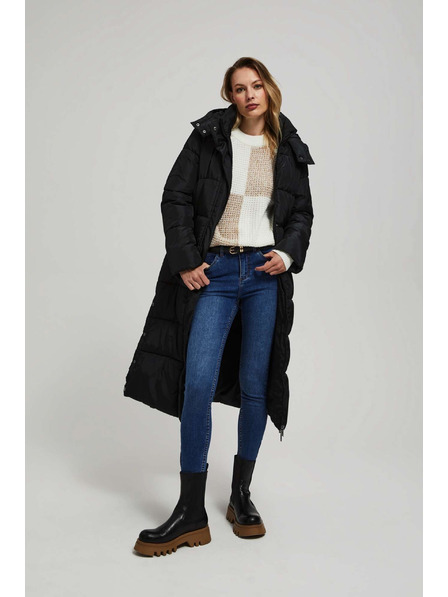 Moodo Moodo steppelt kapucnis fekete kabát