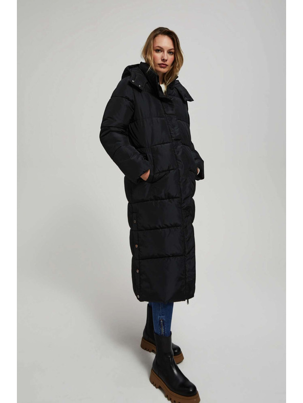 Moodo Moodo steppelt kapucnis fekete kabát