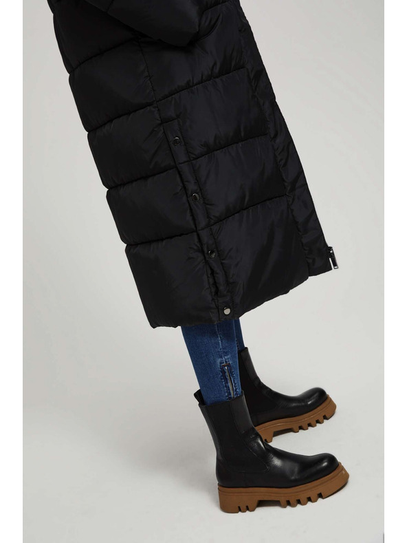 Moodo Moodo steppelt kapucnis fekete kabát