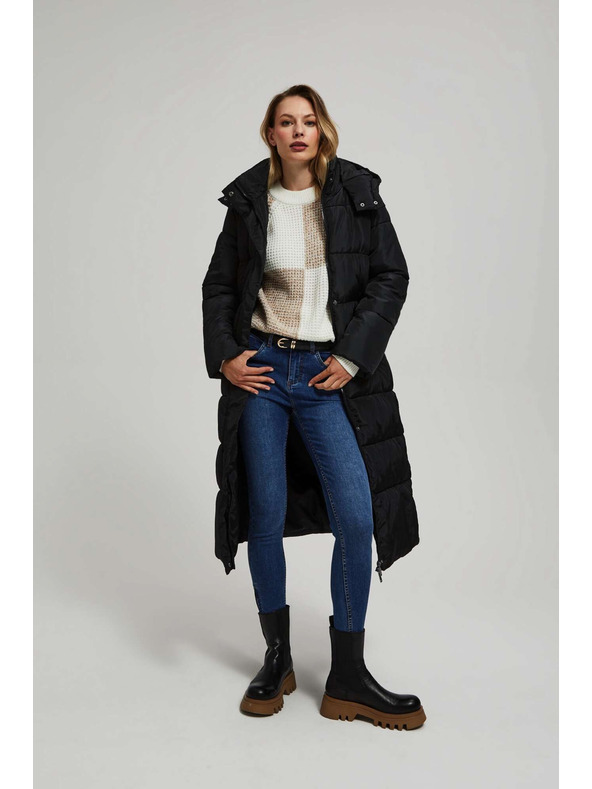 Moodo Moodo steppelt kapucnis fekete kabát