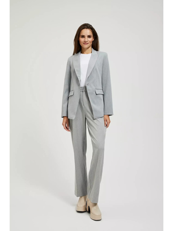 Moodo Szürke egysoros zakó finom csíkokkal Moodo