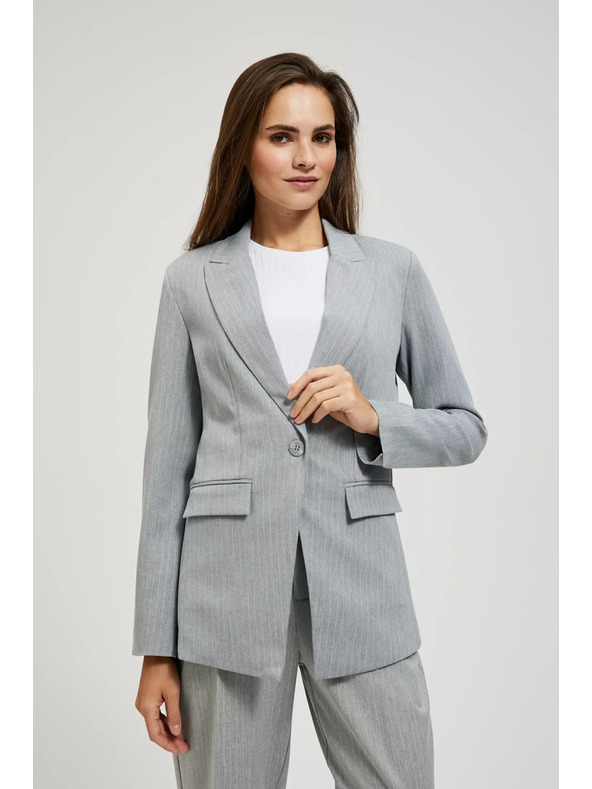 Moodo Szürke egysoros zakó finom csíkokkal Moodo