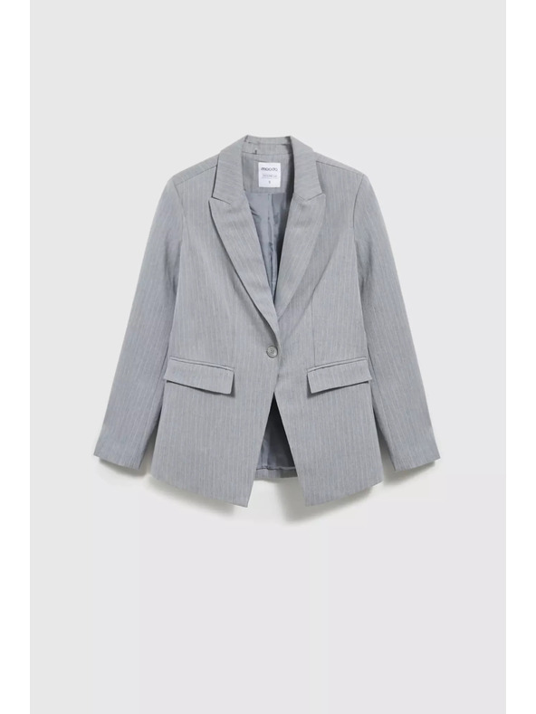 Moodo Szürke egysoros zakó finom csíkokkal Moodo