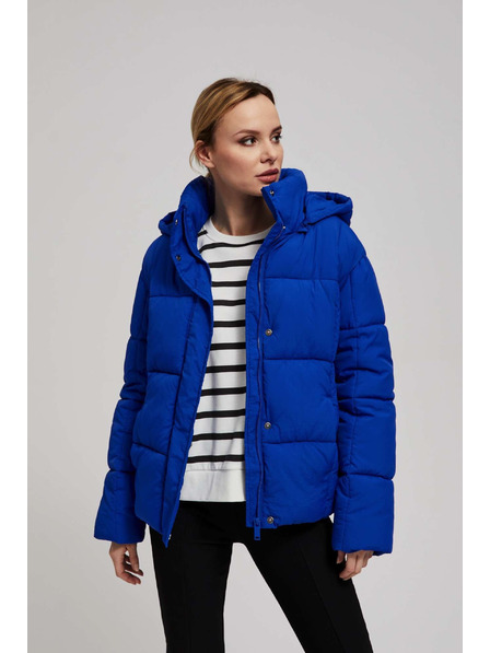 Moodo Rövid steppelt kabát kapucnival sötétkék Moodo