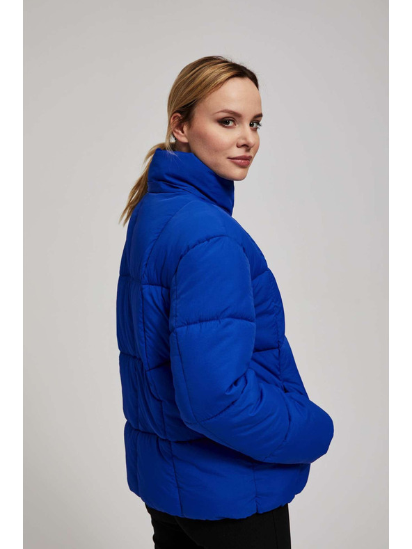 Moodo Rövid steppelt kabát kapucnival sötétkék Moodo