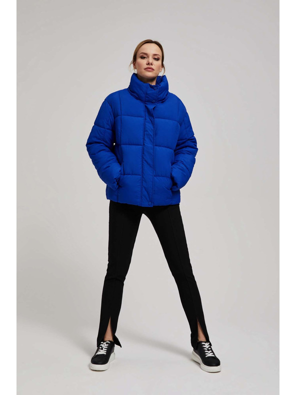 Moodo Rövid steppelt kabát kapucnival sötétkék Moodo