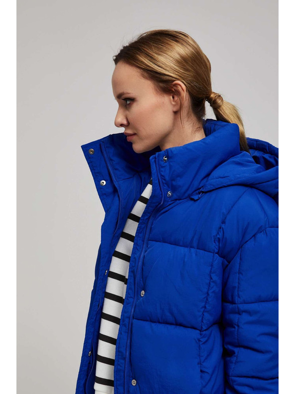 Moodo Rövid steppelt kabát kapucnival sötétkék Moodo